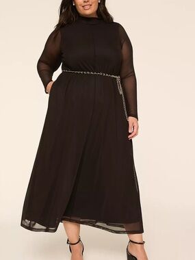 Elegant Lane Bryant Mock-Neck Maxi Dress - Black - NWT - 18/20